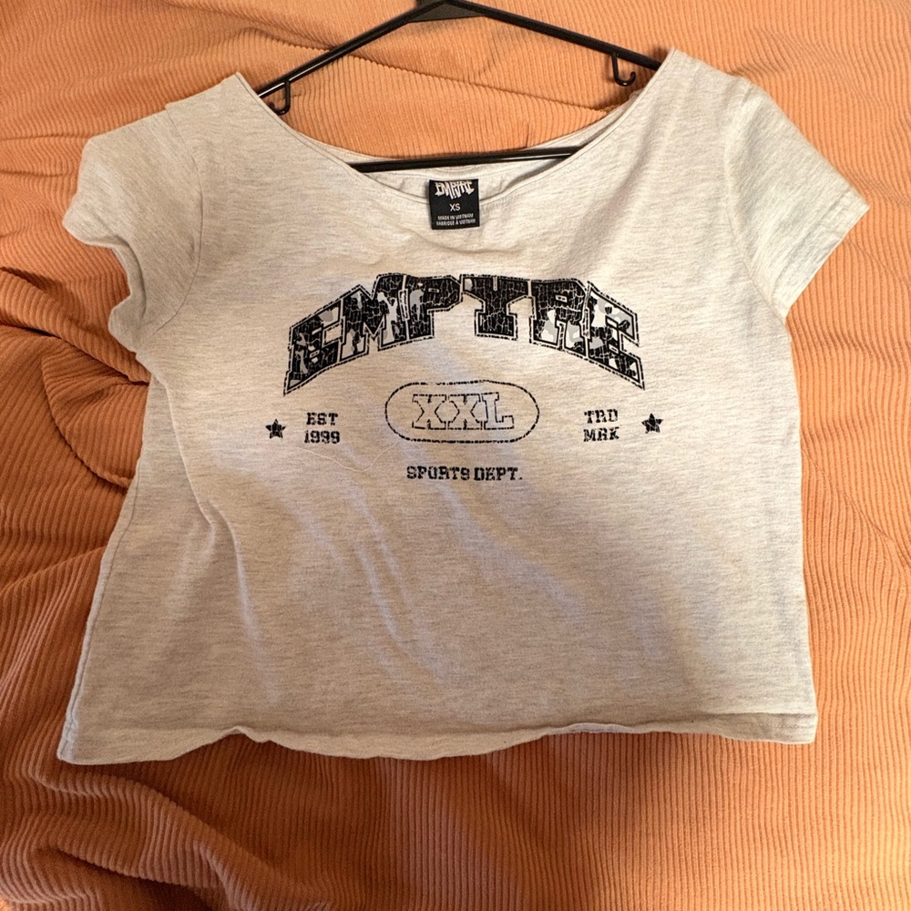 Graphic Crop Top - Gray